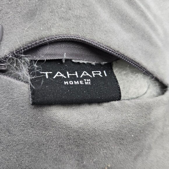 Tahari Wool Fur Fluffy Decorative Throw Pillow Light Green and Gray - Picture 6 of 12